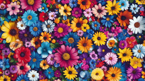 Very colorful rug made by flowers