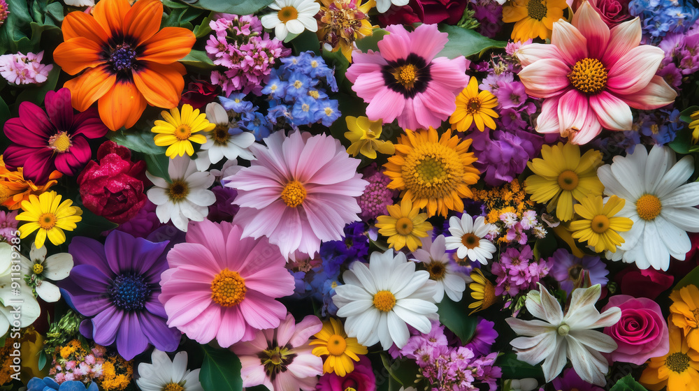 Very colorful rug made by flowers Very colorful rug made by flowers