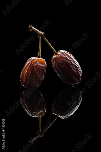 Mystic photo of Barhi Dates, isolated on black background photo