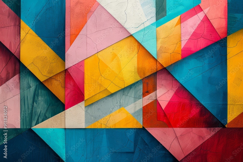 Fototapeta premium Bright Geometric Patterns with Vibrant Colors and Crisp Angles