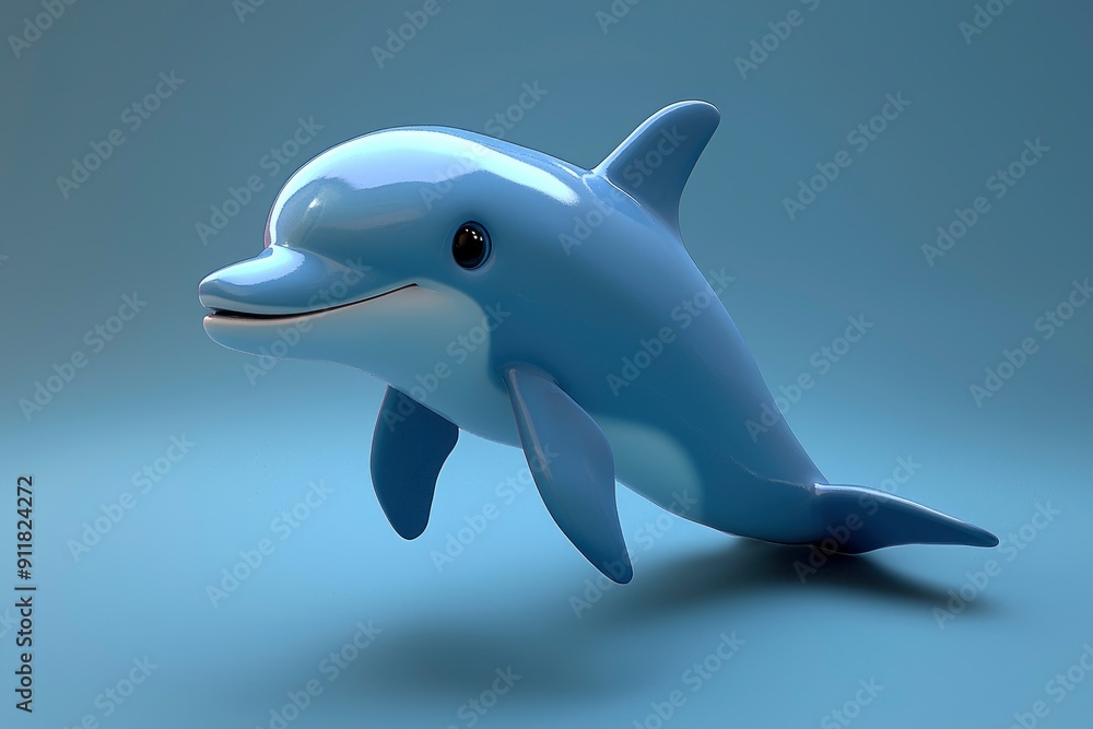 Cute Cartoon Dolphin with Big Eyes Cute Cartoon Dolphin with Big Eyes