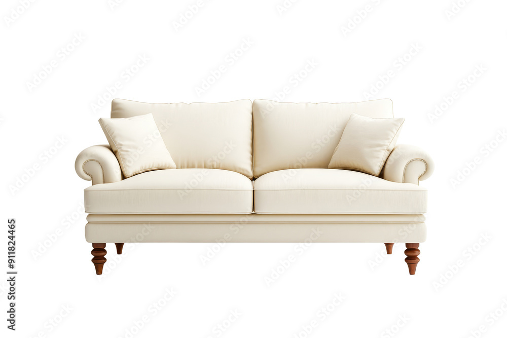 Fototapeta premium Classic White Sofa with Wooden Legs