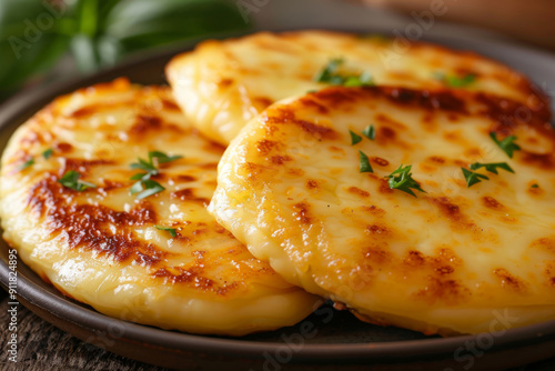 Potato pancakes or latkes for Jewish holiday Hanukkah. photo