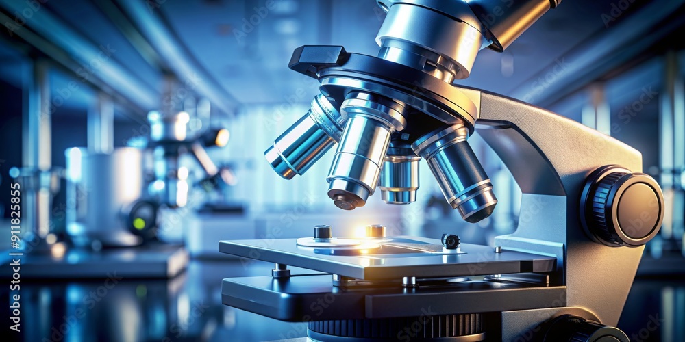 Advanced laboratory microscope with close-up view, science, technology, research, biology, lab equipment Advanced laboratory microscope with close-up view, science, technology, research, biology, lab equipment