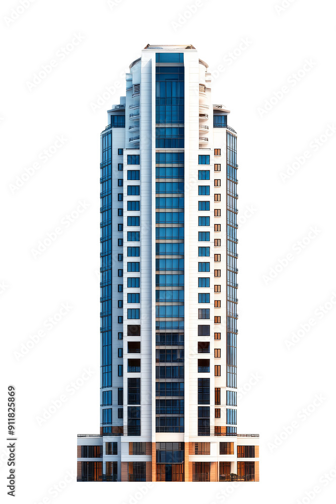 Modern high-rise apartment building with large windows Modern high-rise apartment building with large windows