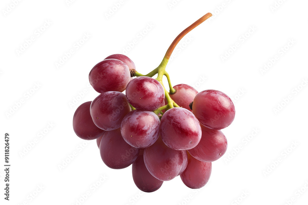 Fototapeta premium Ripe, juicy purple grape cluster isolated on white background