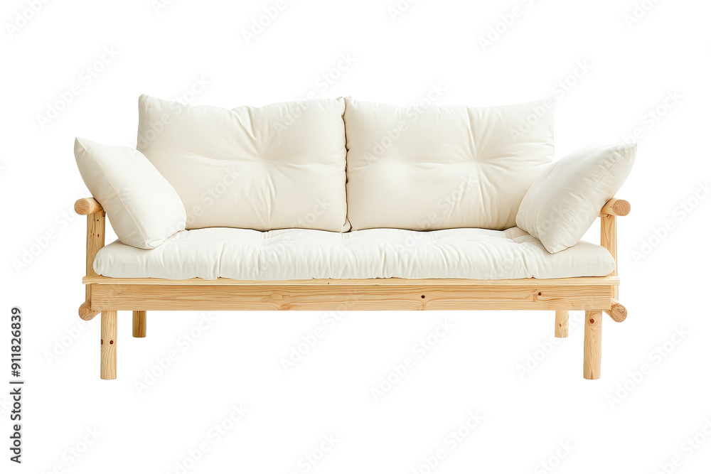 Fototapeta premium White Sofa with Wooden Legs