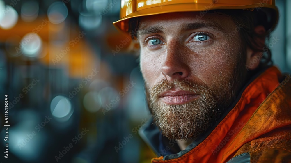Construction Worker Portrait Photo with Bokeh Background Construction Worker Portrait Photo with Bokeh Background