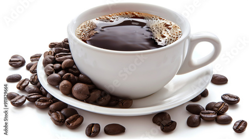 A Cup Of Coffee , Magazine Shot , Isolated on a white background , Captured With Sony FX3 24-70mm , Enhanced With AI photo