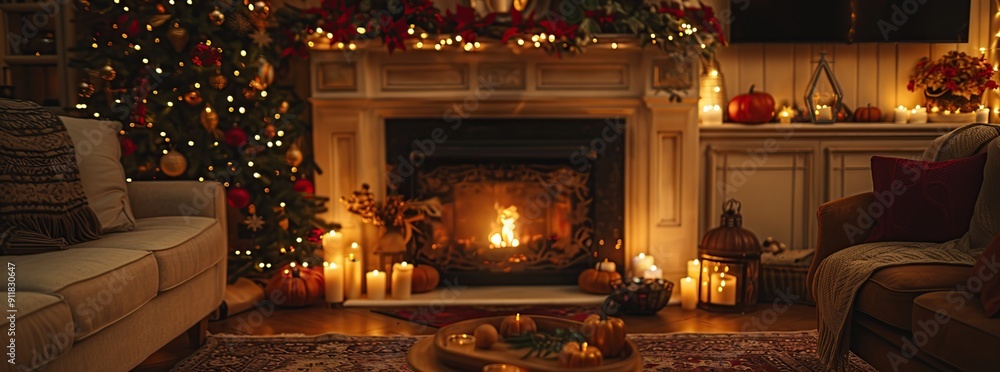 Cozy Christmas Fireplace Scene Cozy Christmas Fireplace Scene