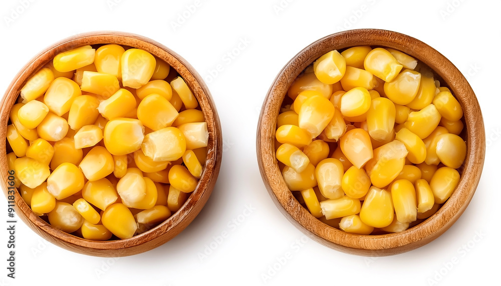 corn slices in wooden bowl isolated on white background corn slices in wooden bowl isolated on white background