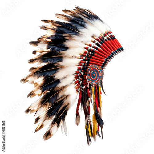 Traditional feathered Native American headdress