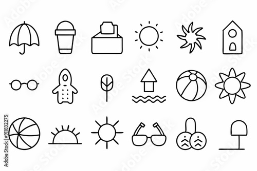 Travel and Tourism, Icon Set | Vacation Weather Icons, Pro Vector Graphics photo