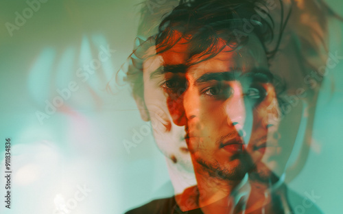 Portrait of a young man struggling with mental health issues 