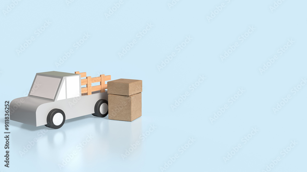 The Van truck and box for transport concept 3d rendering. The Van truck and box for transport concept 3d rendering.