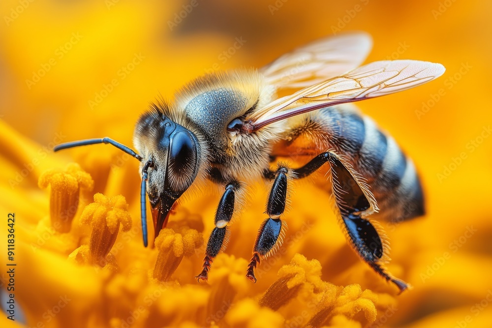 A bee collecting honey. Generative AI A bee collecting honey. Generative AI