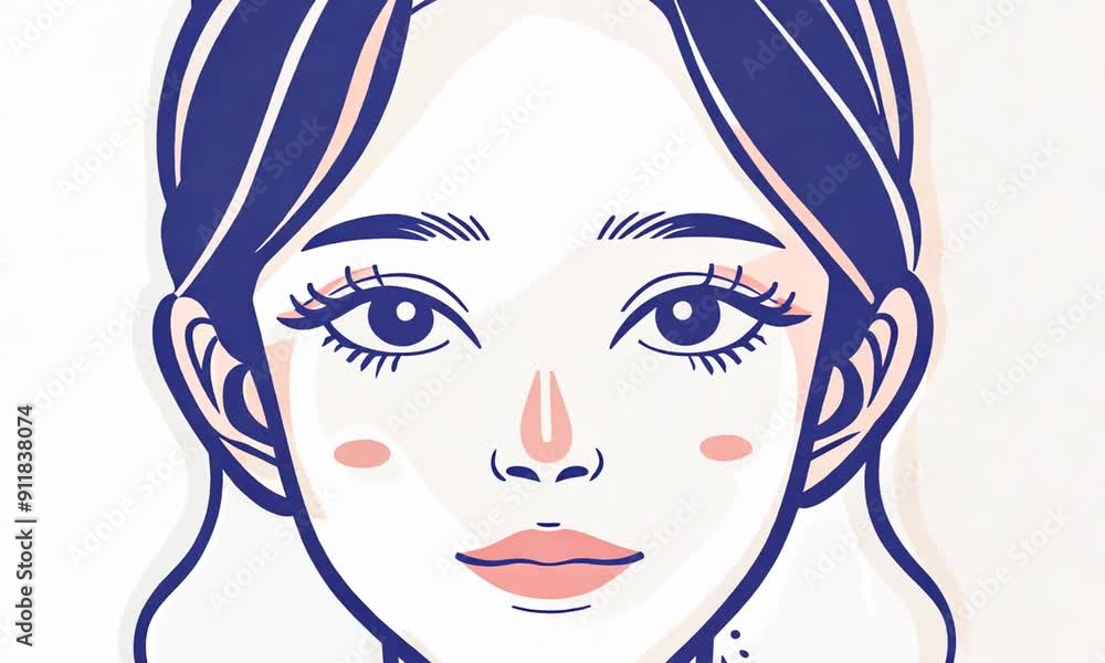 Digital Portrait of a Woman with Blue Eyes and Pink Cheeks Digital Portrait of a Woman with Blue Eyes and Pink Cheeks