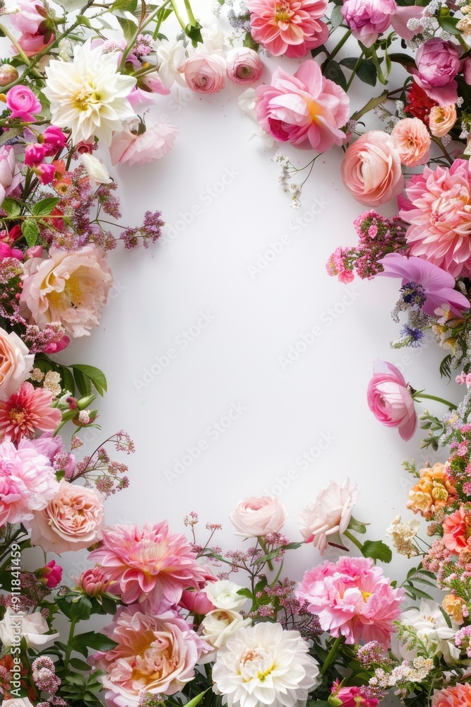 floral blossom frame white background floral blossom frame white background