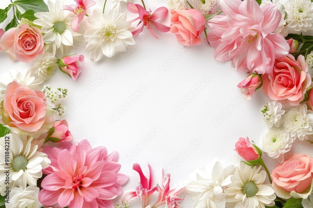 floral blossom frame white background floral blossom frame white background