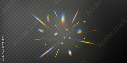 Rainbow corners of light. Spectral burst. Abstract vibrant rainbow blurred light effects for creative design projects. Vector illustration for web design, presentations, posters, and digital art.