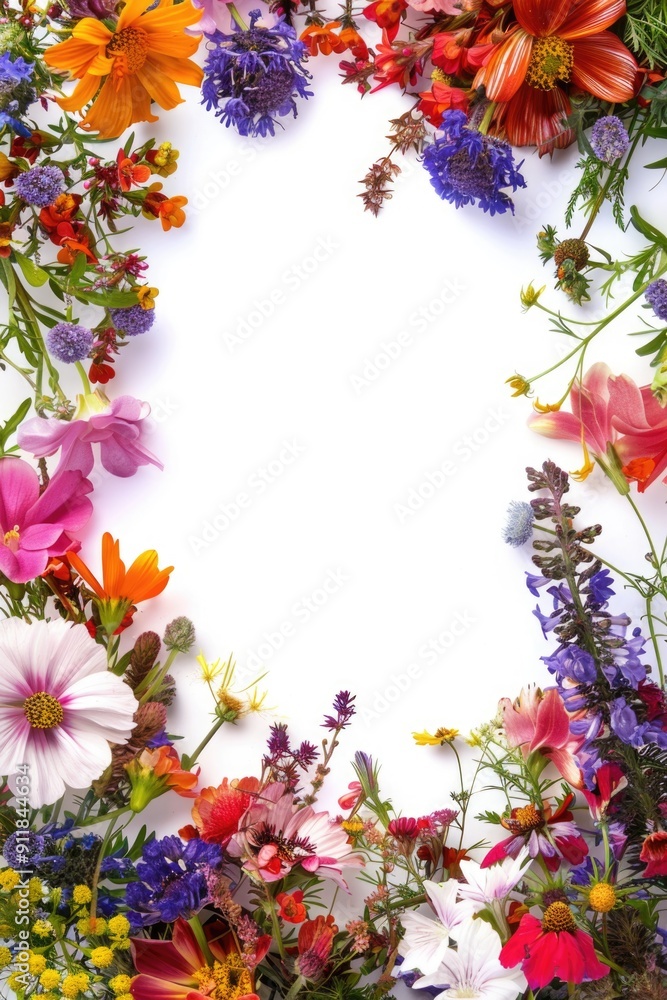 Obraz premium floral blossom frame white background