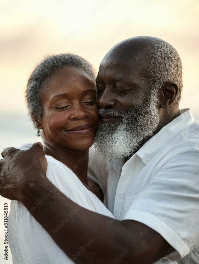 Fototapeta premium A pair of lovers sharing a romantic moment on the shoreline
