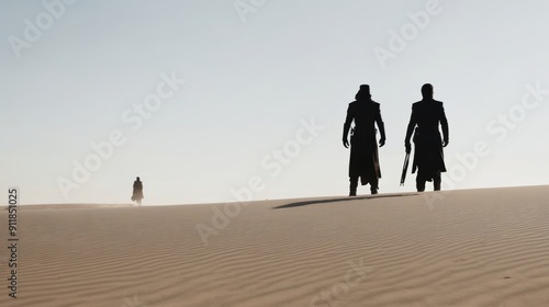 Couple Walking Across Desert