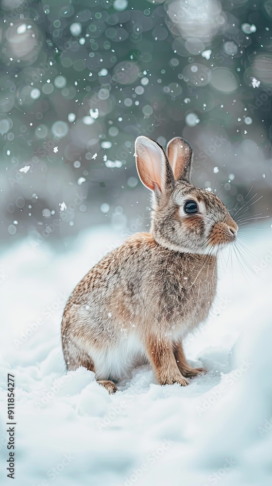 rabbit isolated on winter background rabbit isolated on winter background