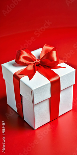 red gift boxchristmas, ribbon, present, bow, birthday, holiday, celebration, decoration, surprise, red, isolated, anniversary photo