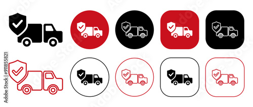 Truck delivery safe icon set isolated on white background