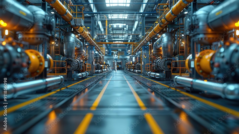 Industrial Factory Interior 3D Illustration Industrial Factory Interior 3D Illustration