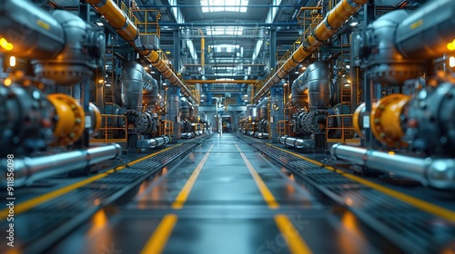 Industrial Factory Interior 3D Illustration