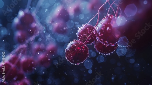 Close-up of Red Berries Covered in Water Droplets