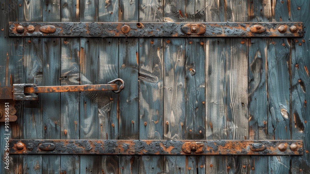 Detailed image of a rustic barn door with sturdy metal hinges, isolated on a neutral background, providing room for copy text or branding Detailed image of a rustic barn door with sturdy metal hinges, isolated on a neutral background, providing room for copy text or branding