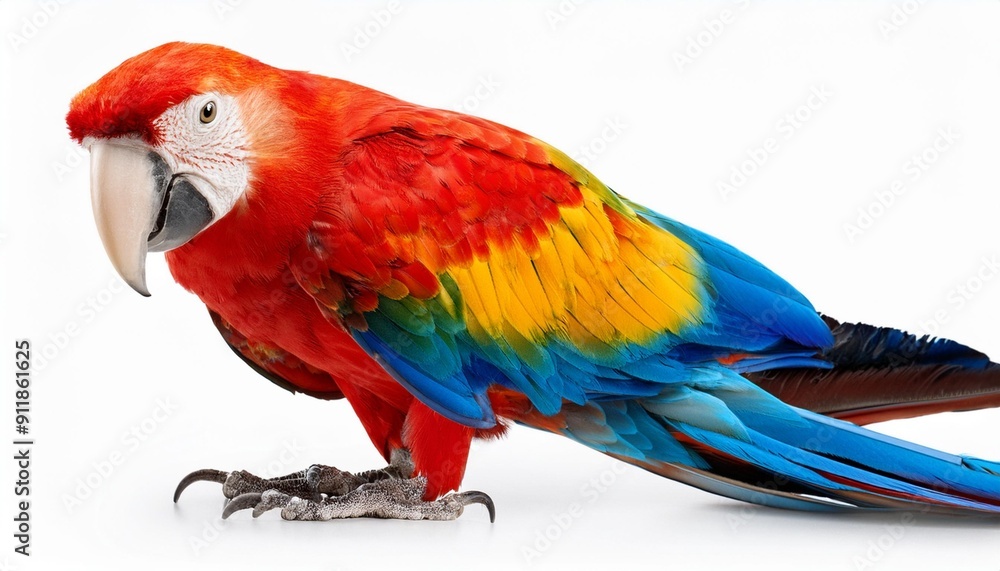 Fototapeta premium Colorful Parrot Isolated on White Background, Clipping Path, Full Depth of Field