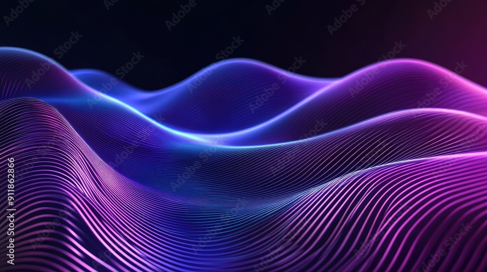 Abstract, wavy ultraviolet lines creating a radiant background with space for text Abstract, wavy ultraviolet lines creating a radiant background with space for text