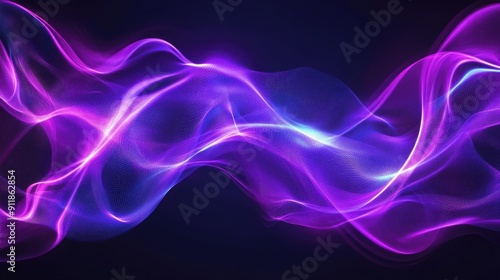 Abstract ultraviolet wave shapes glowing brightly, ideal for banners.