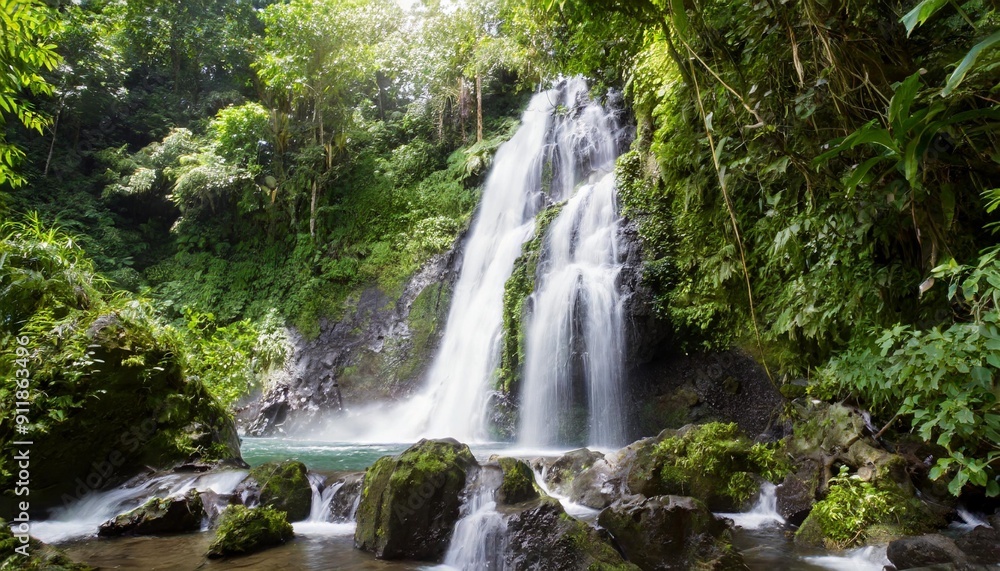 Dynamic Waterfall in a Lush Tropical Forest Dynamic Waterfall in a Lush Tropical Forest