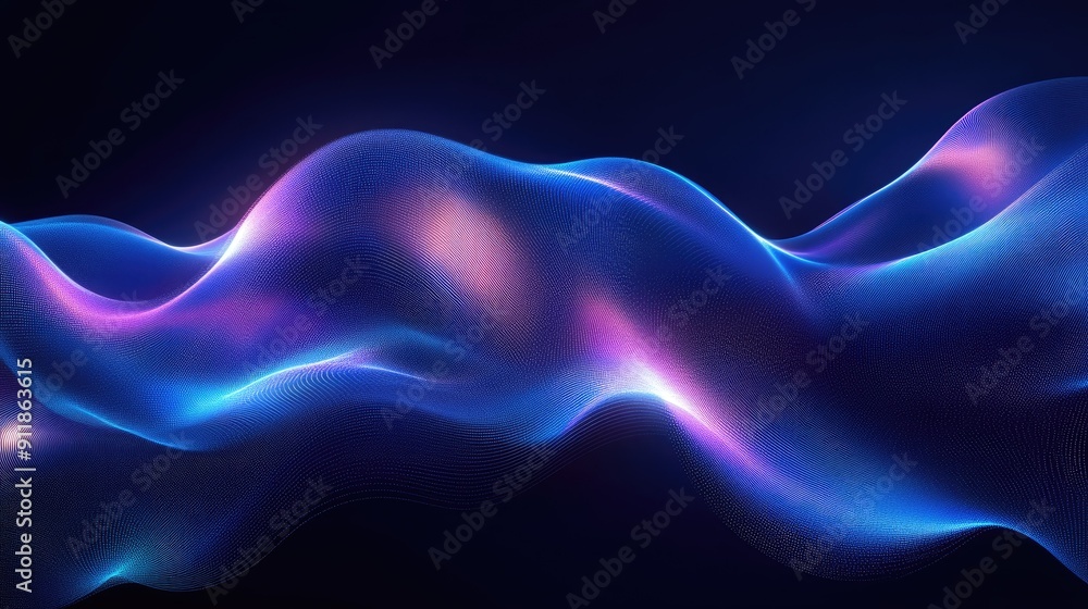 Elegant and smooth blue neon waves, perfect for a calming and stylish background. Elegant and smooth blue neon waves, perfect for a calming and stylish background.