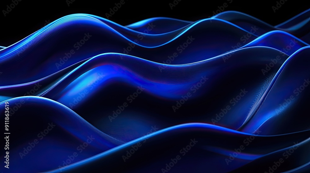 Elegant and smooth blue neon waves, perfect for a calming and stylish background. Elegant and smooth blue neon waves, perfect for a calming and stylish background.