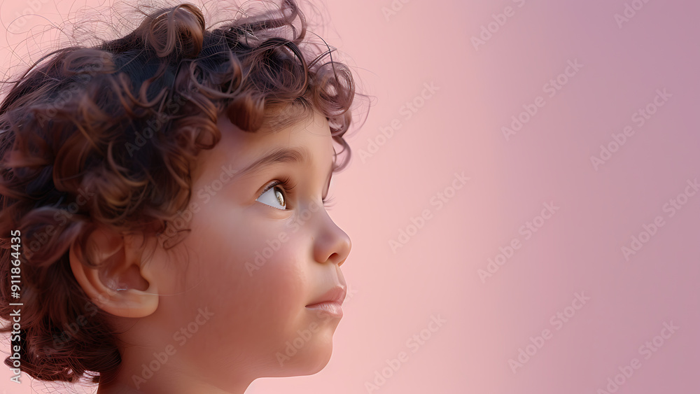 Child Pondering in Soft Pink Light Child Pondering in Soft Pink Light