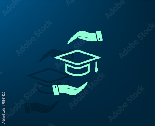 Vector dark color icon with shadow on blue background