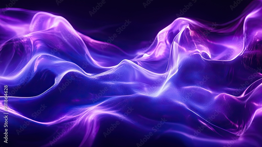 Obraz premium Luminous ultraviolet waves flowing, ideal for creating dynamic textures.
