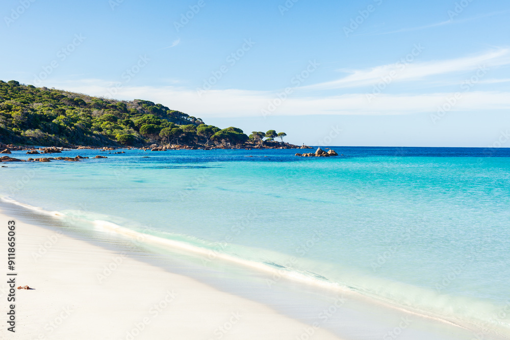 Calm beach with white sands and blue skies Calm beach with white sands and blue skies
