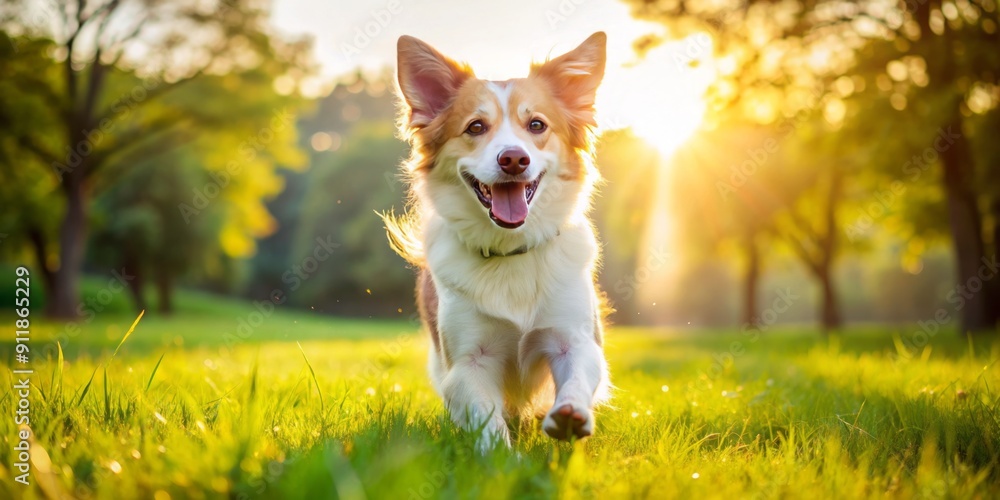 Adorable and energetic dog enthusiastically instructs on outdoor training session amidst lush green grass, showcasing playful antics and joyful expression on a sun-kissed adventure. Adorable and energetic dog enthusiastically instructs on outdoor training session amidst lush green grass, showcasing playful antics and joyful expression on a sun-kissed adventure.