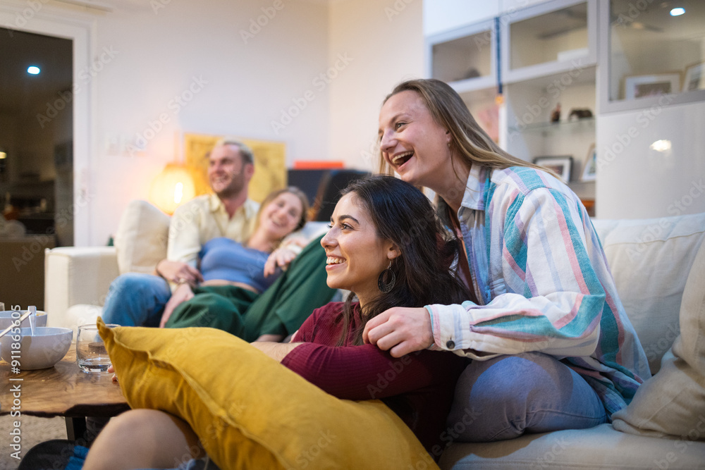 Friends laughing watching movies Friends laughing watching movies