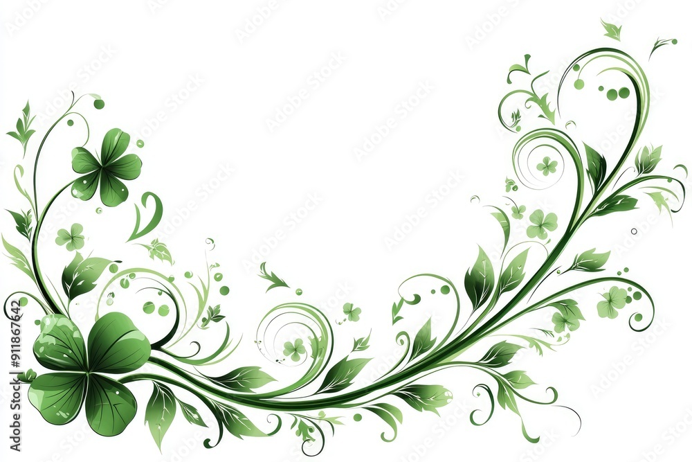 Green Floral Design with Shamrock Green Floral Design with Shamrock