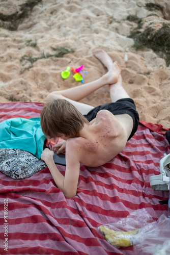 boy during summer  vacation in Portugal photo