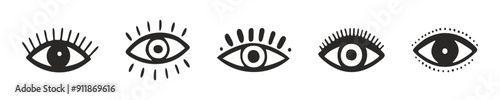 Set of hand drawn mystic evil eye vectors
