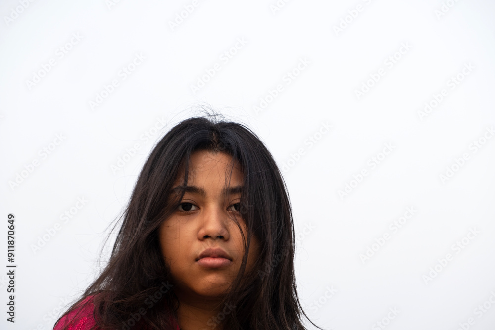 Portrait of a young woman at evening time Portrait of a young woman at evening time